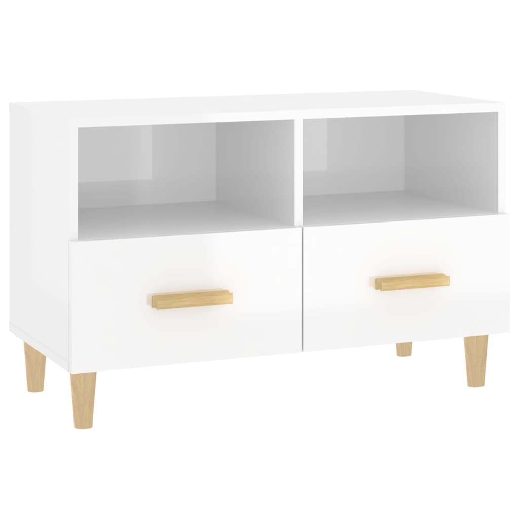 vidaXL Mueble de TV madera contrachapada blanco brillo 80x36x50 cm
