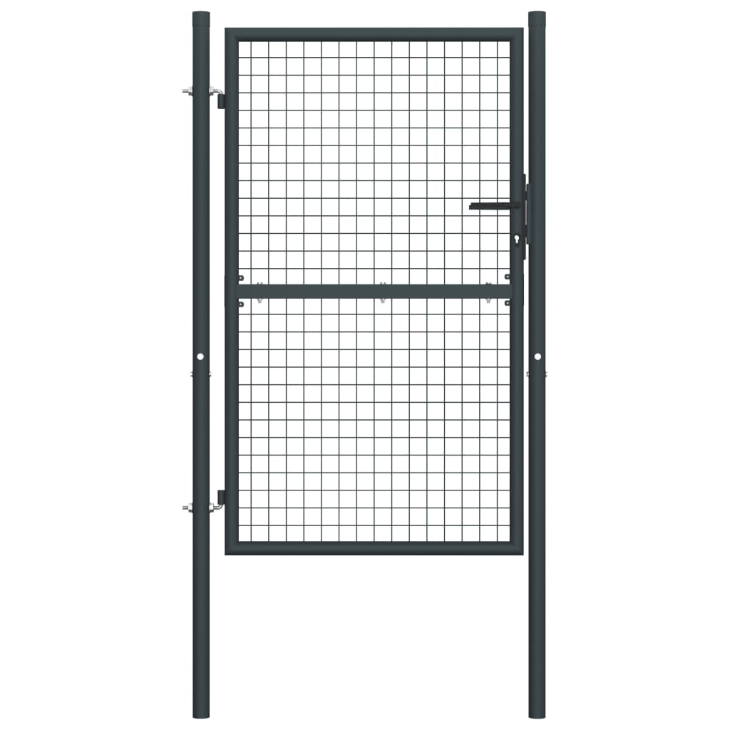 vidaXL Puerta de malla de jardín de acero galvanizado gris 100x250 cm