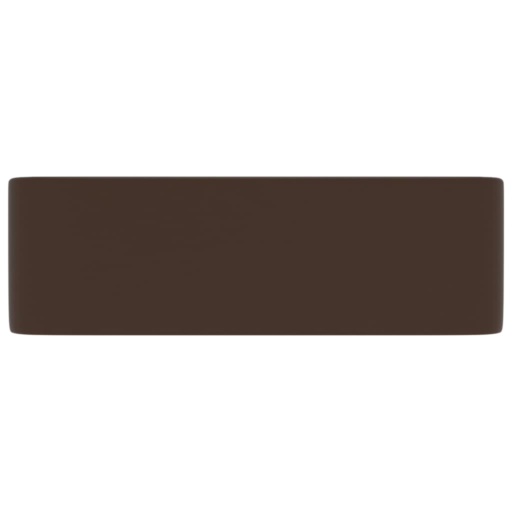 vidaXL Lavabo de lujo cerámica marrón oscuro mate 41x30x12 cm