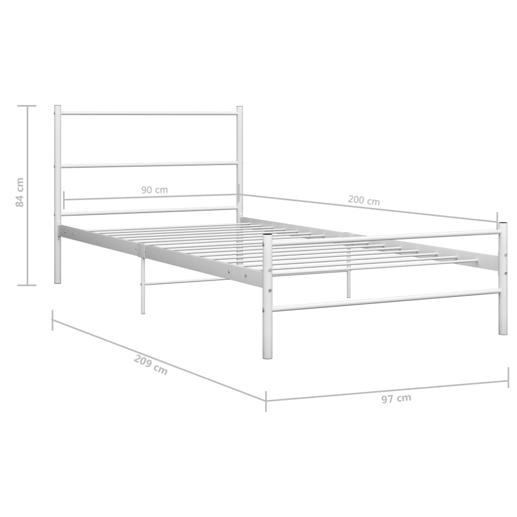 vidaXL Estructura de cama de metal blanca 90x200 cm