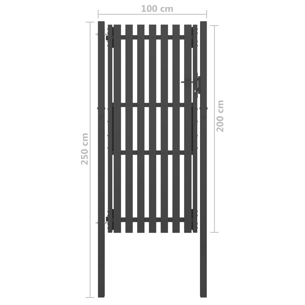 vidaXL Puerta de valla del jardín de acero gris antracita 1x2,5 cm