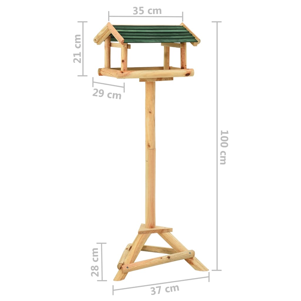 vidaXL Comedero para pájaros con soporte madera de abeto 37x28x100 cm