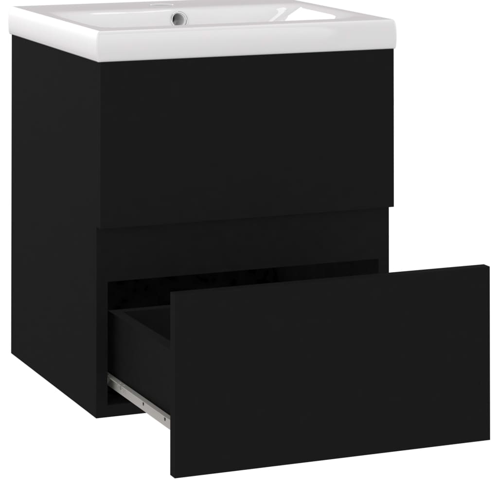 vidaXL Mueble con lavabo negro madera contrachapada