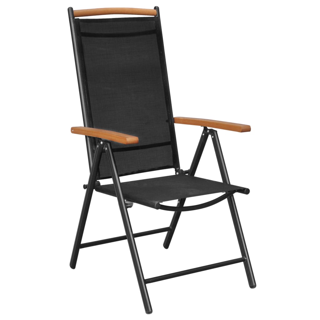 vidaXL Comedor de jardín con sillas plegables 7 piezas aluminio negro