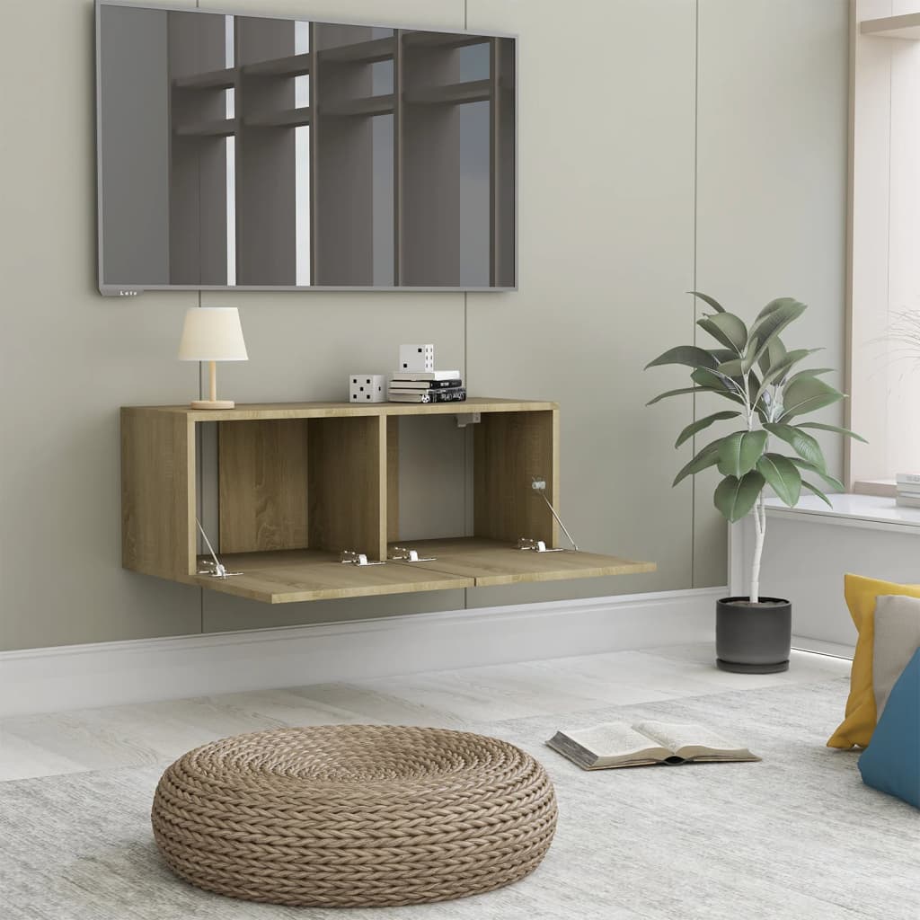 vidaXL Mueble para TV madera contrachapada color roble 80x30x30 cm