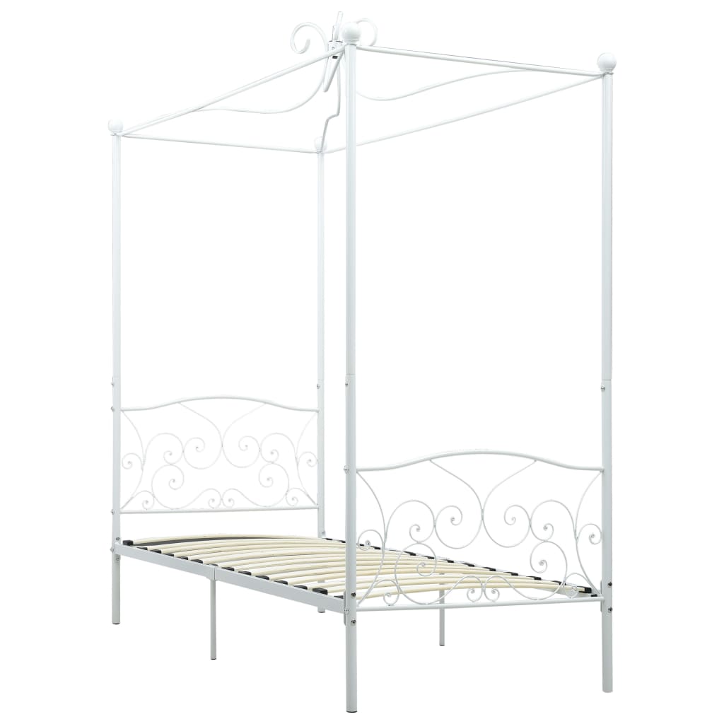 vidaXL Estructura de cama con dosel metal blanco 100x200 cm