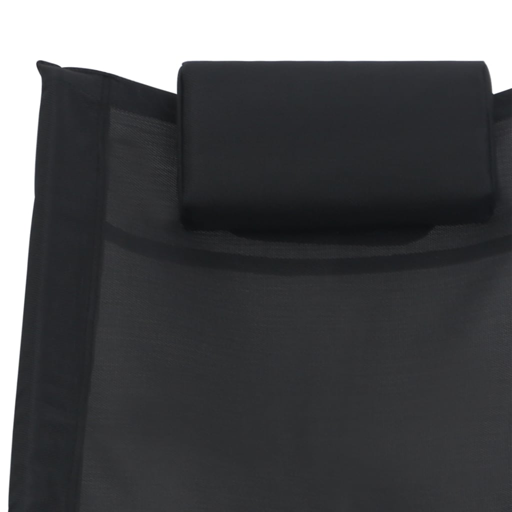 vidaXL Tumbona con almohada textileno negro