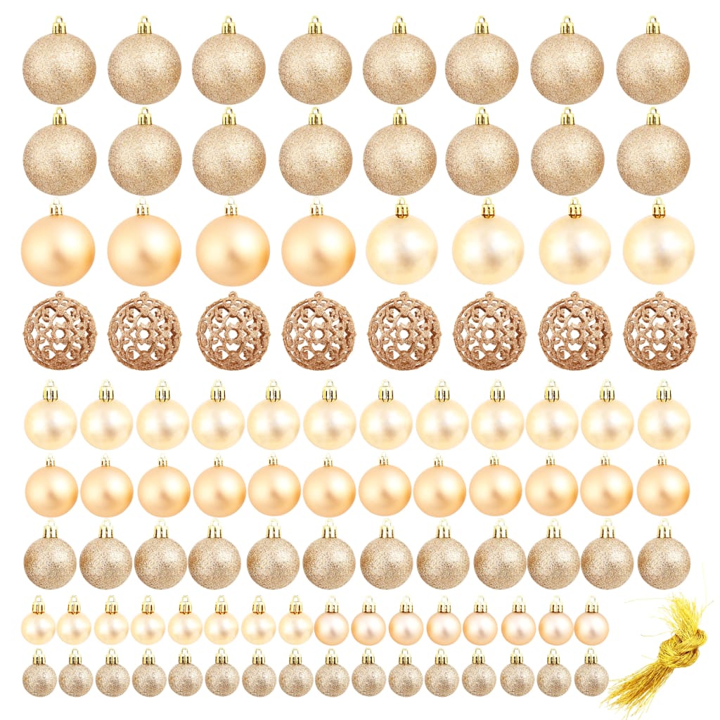 vidaXL Lote de bolas de Navidad 100 unidades rosas/doradas 3/4/6 cm