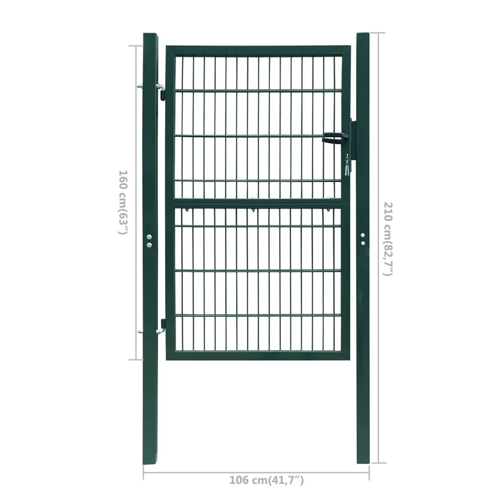 vidaXL Cancela de valla 2D individual verde 106x210 cm