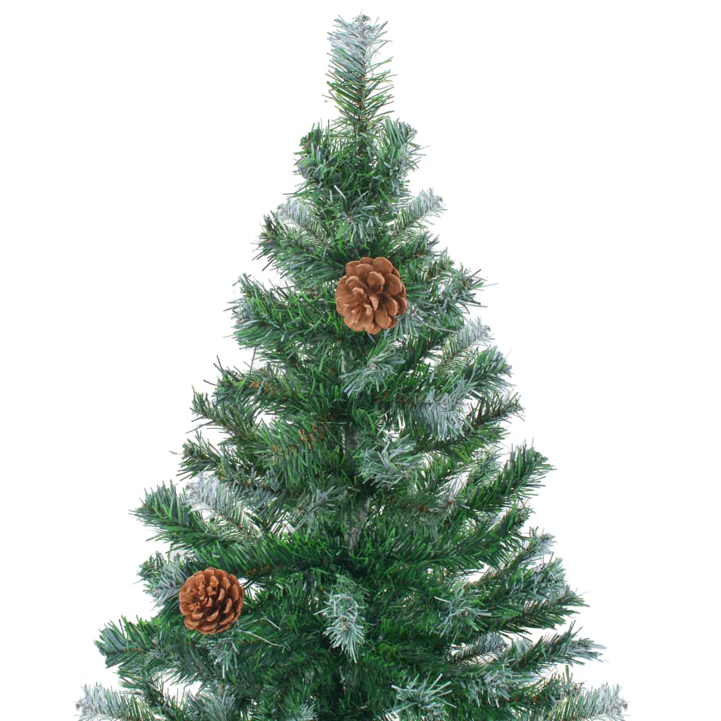 vidaXL Árbol de Navidad artificial con LEDs, bolas y piñas 210 cm