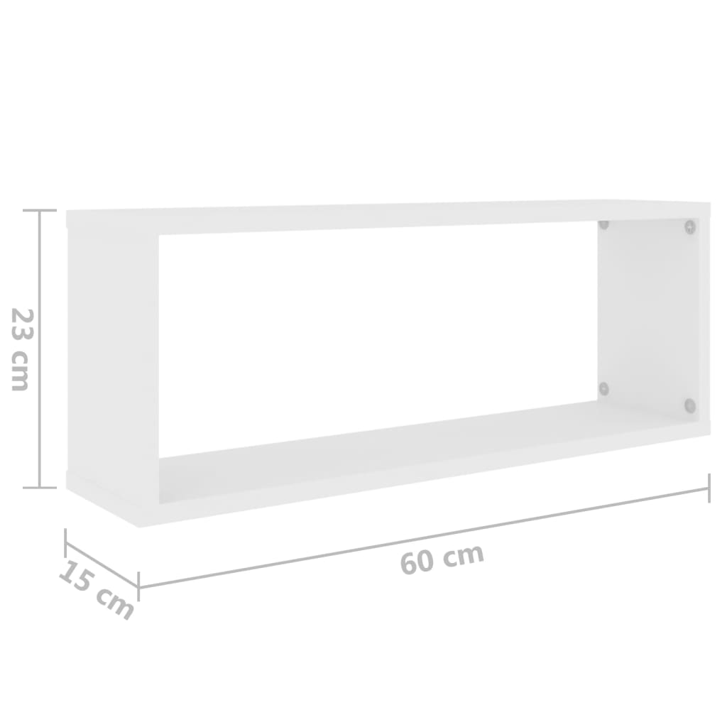 vidaXL Estante cubo de pared 4 uds contrachapado blanco 60x15x23 cm