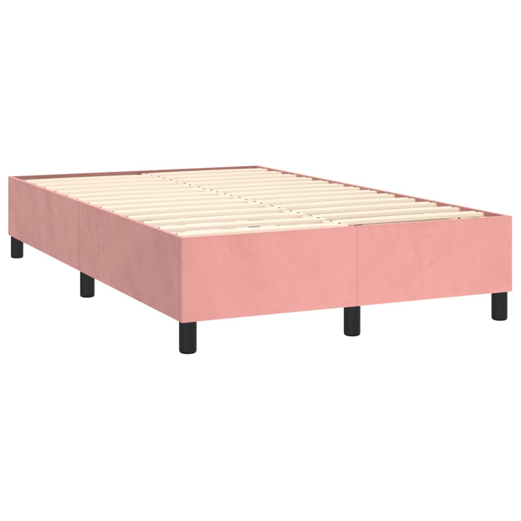 vidaXL Cama box spring con colchón terciopelo rosa 120x200 cm
