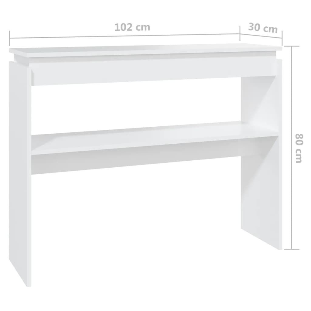 vidaXL Mesa consola madera de ingeniería blanca 102x30x80 cm