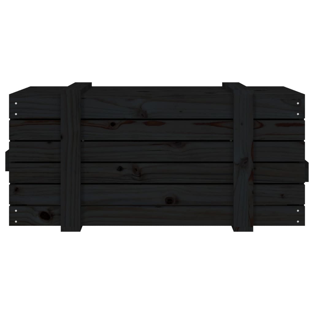 vidaXL Caja de almacenaje madera maciza de pino negro 91x40,5x42 cm
