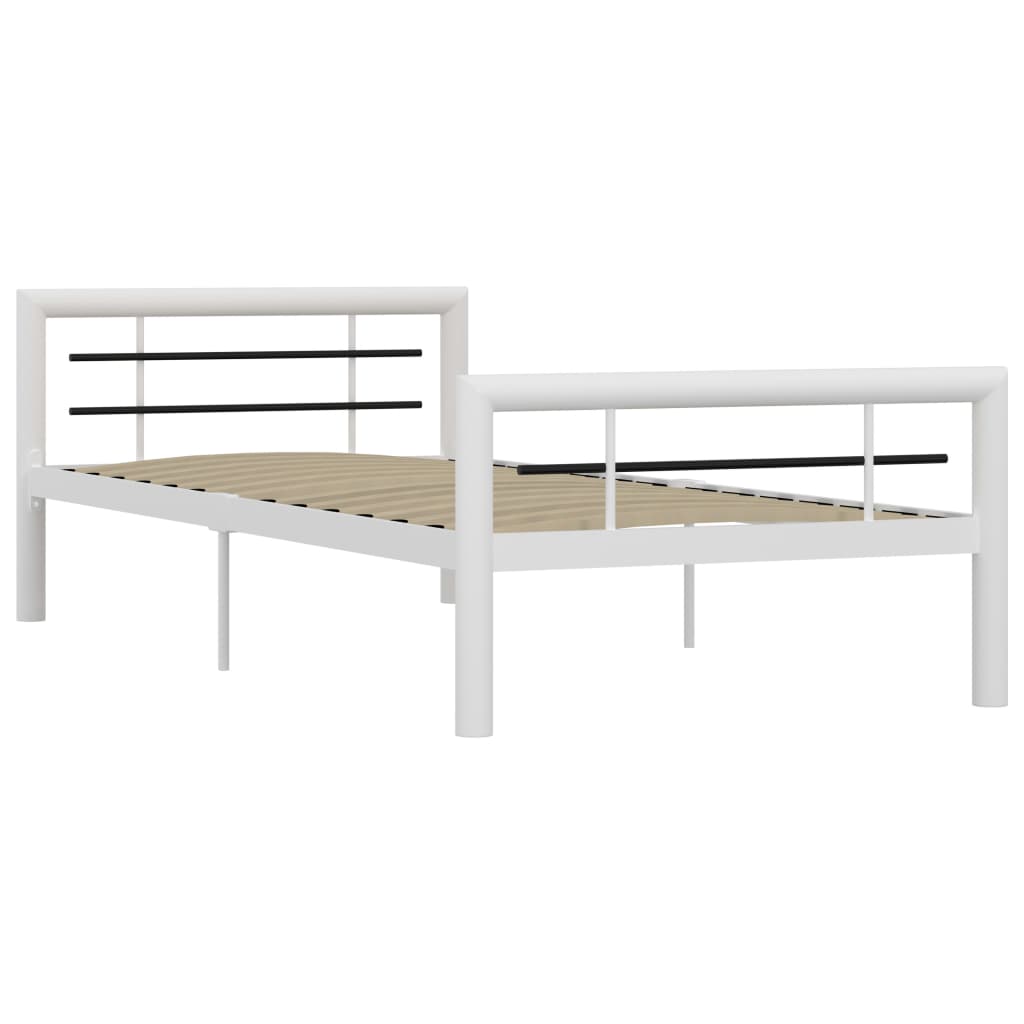 vidaXL Estructura de cama de metal blanco y negro 100x200 cm