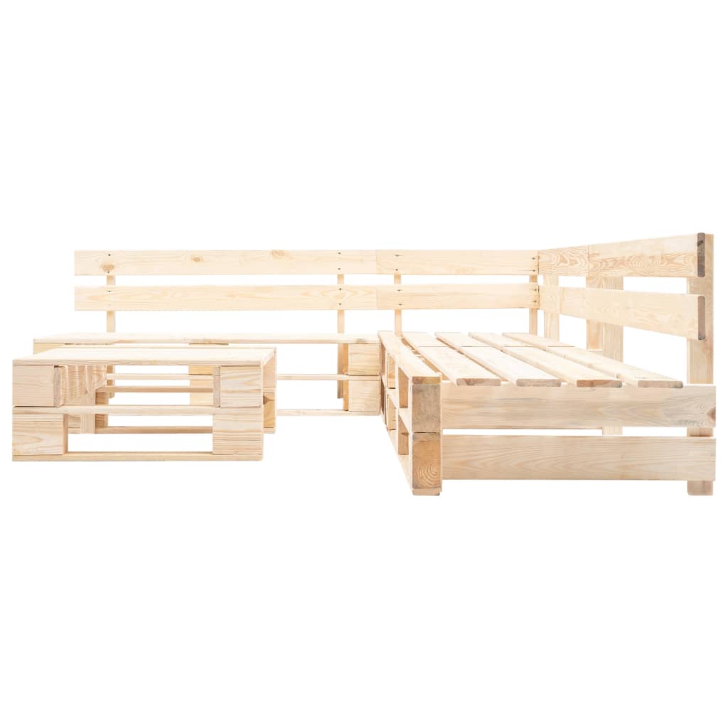 vidaXL Juego de muebles de palets de jardín 4 piezas madera natural