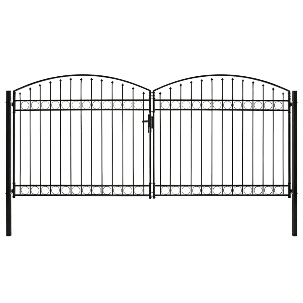 vidaXL Cancela de valla doble puerta con arco 400x200 cm acero negro