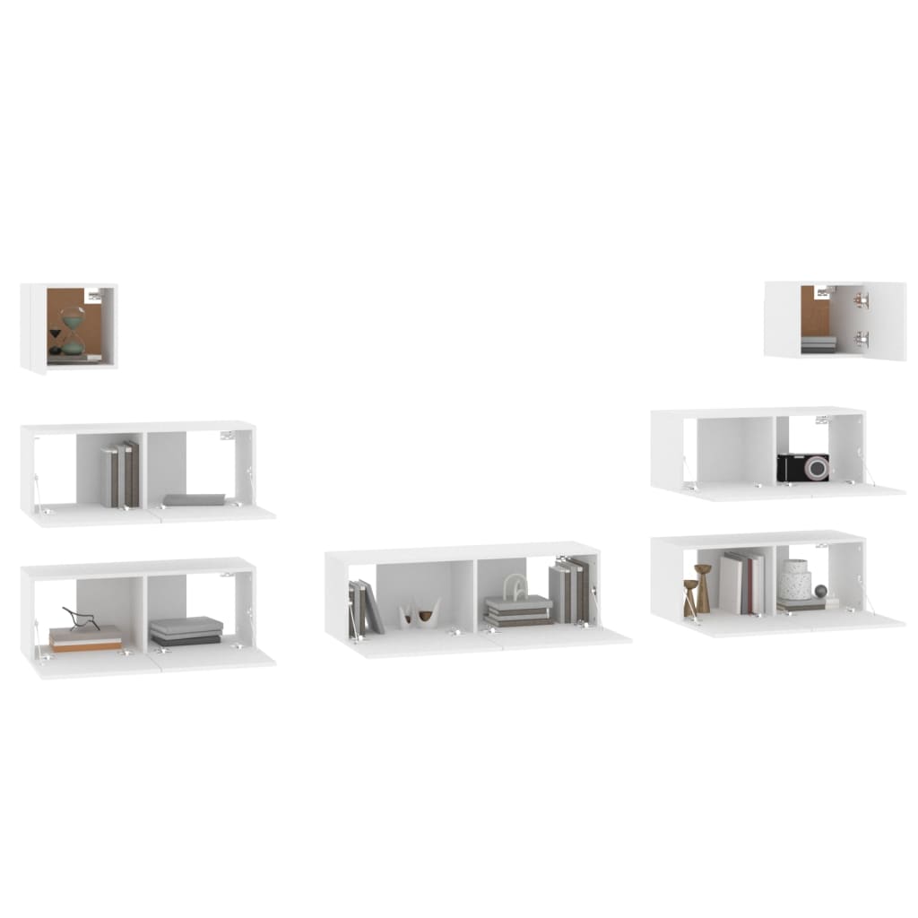 vidaXL Set de muebles para TV 7 piezas madera contrachapada blanco