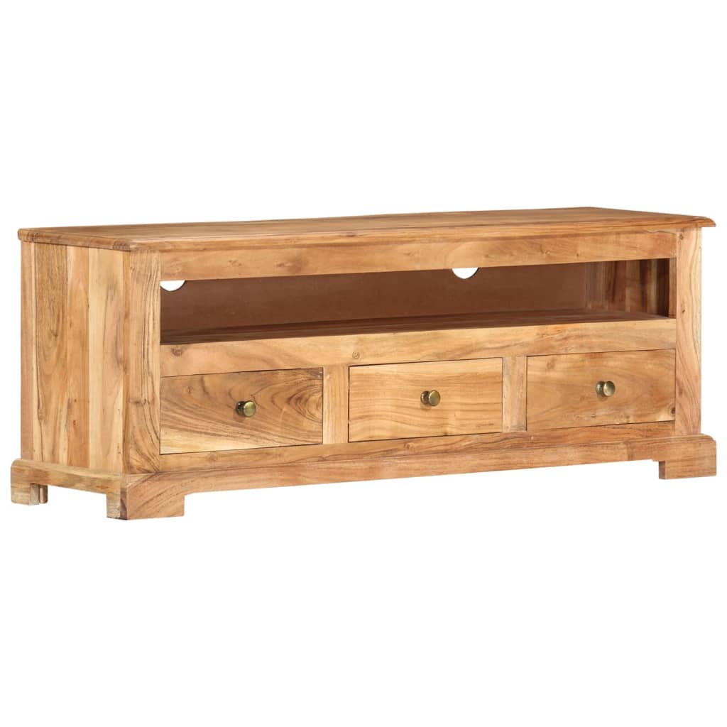 vidaXL Mueble de TV madera maciza de acacia marrón 110x30x40 cm
