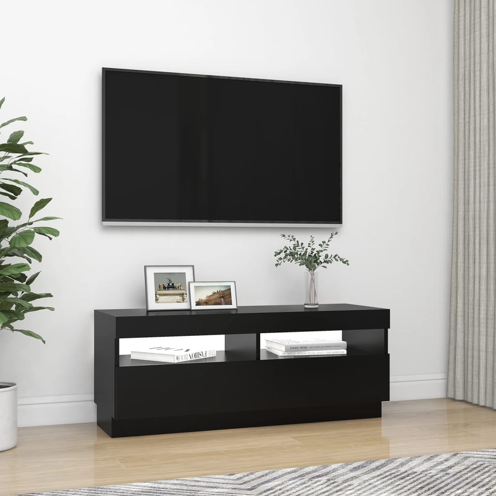vidaXL Mueble de TV con luces LED negro 100x35x40 cm
