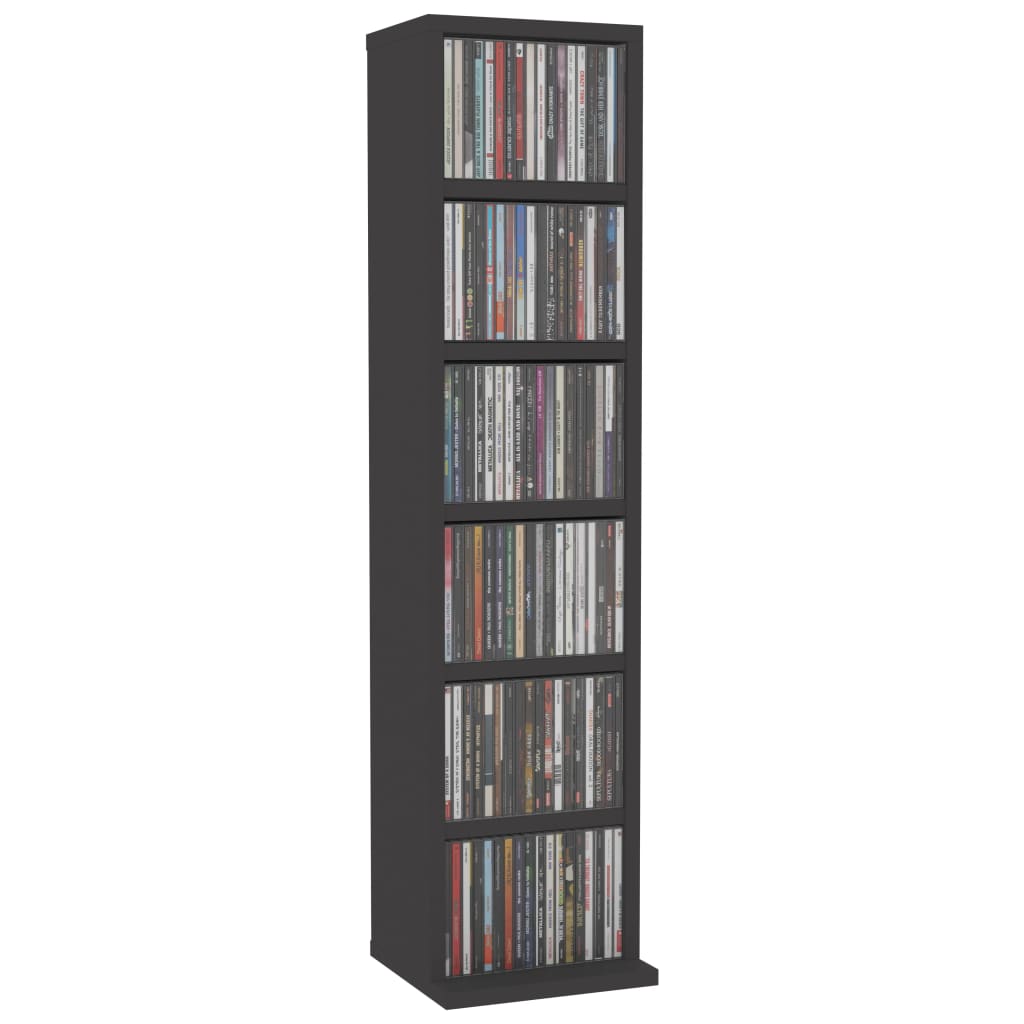 vidaXL Estantería para CDs de madera contrachapada gris 21x20x88 cm
