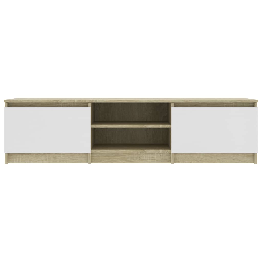 vidaXL Mueble de TV madera contrachapada blanco y roble 140x40x35,5 cm