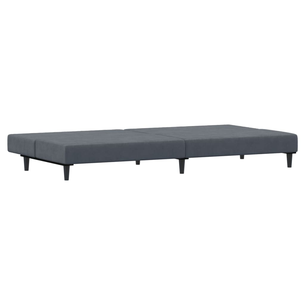 vidaXL Sofá cama de 2 plazas con taburete terciopelo gris oscuro