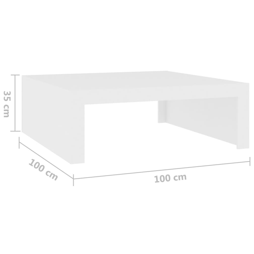 vidaXL Mesa de centro madera contrachapada blanco 100x100x35 cm