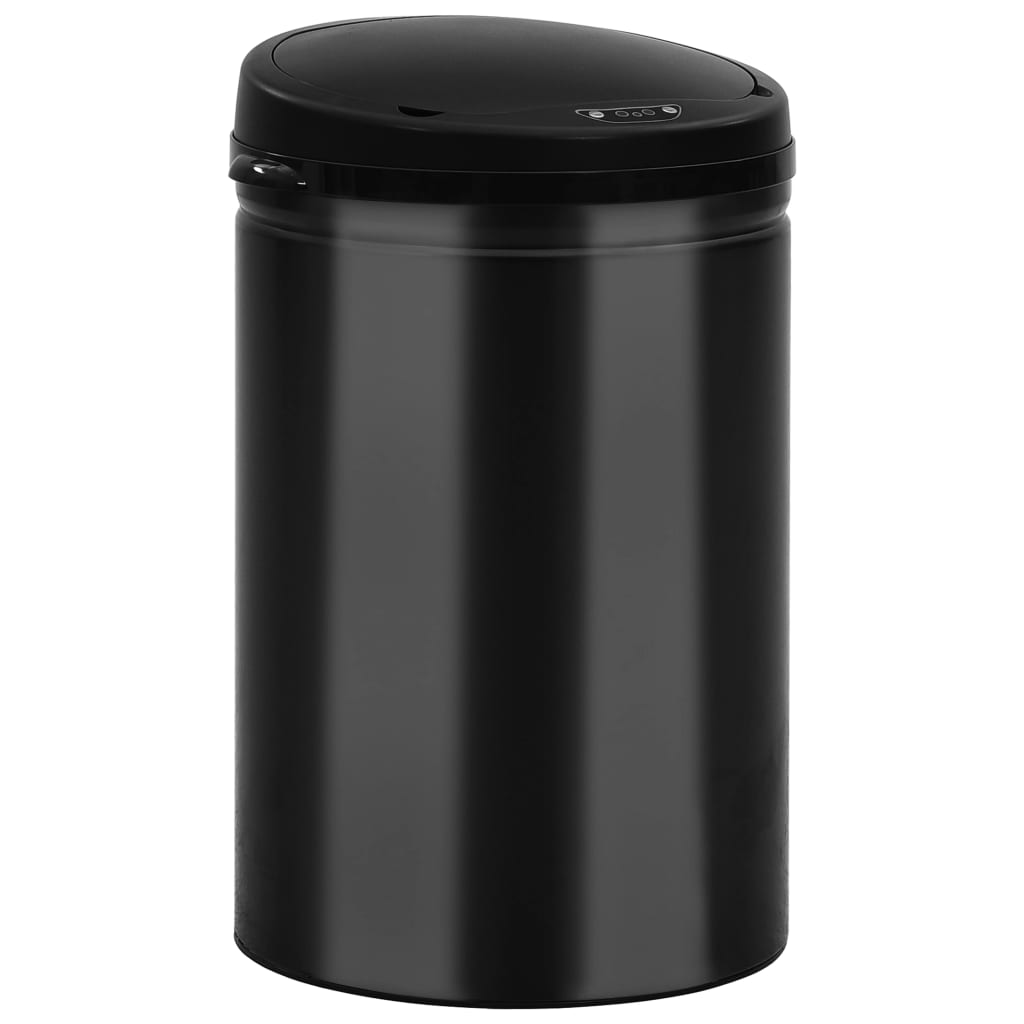 vidaXL Cubo de basura con sensor automático 30L acero al carbono negro