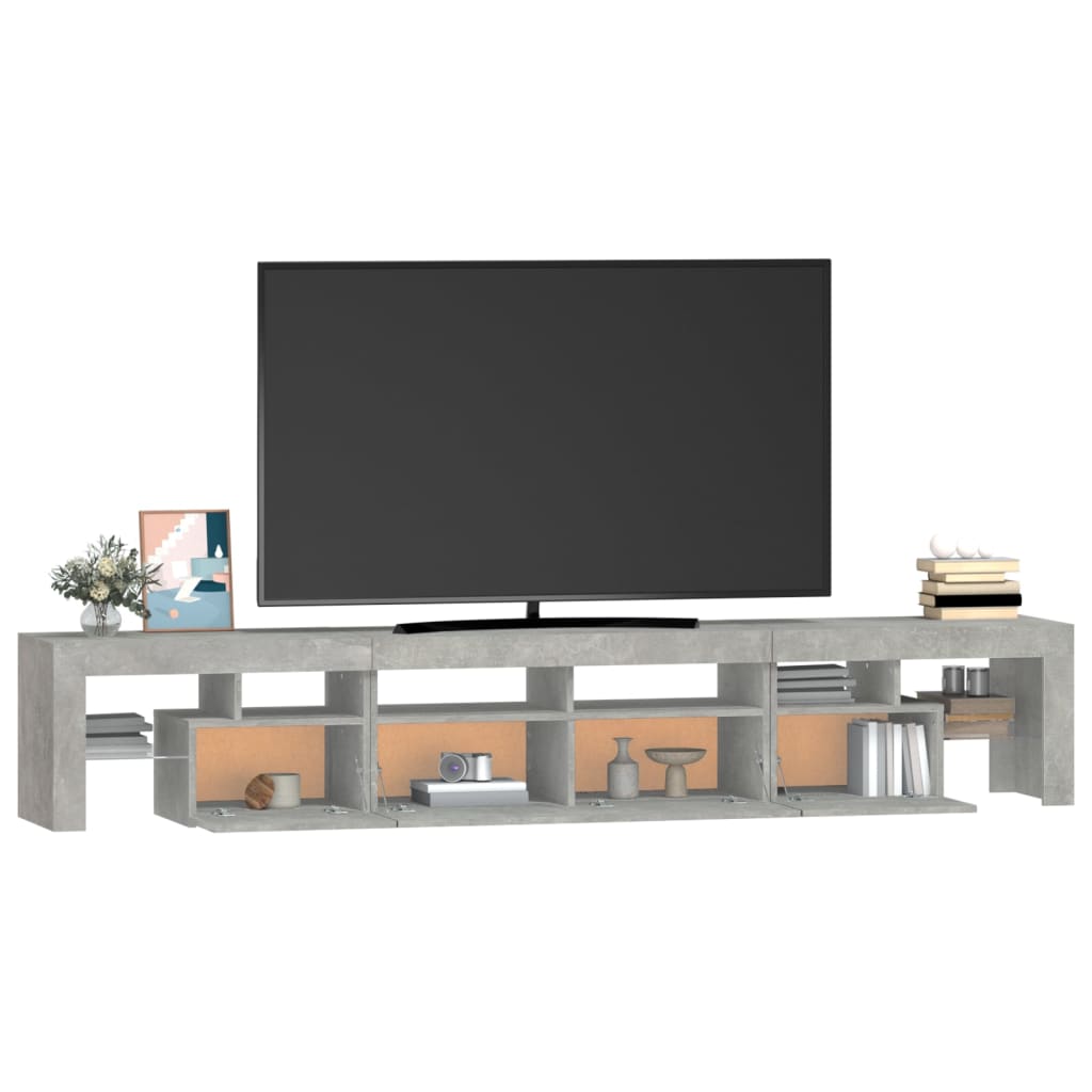 vidaXL Mueble de TV con luces LED gris hormigón 230x36,5x40 cm