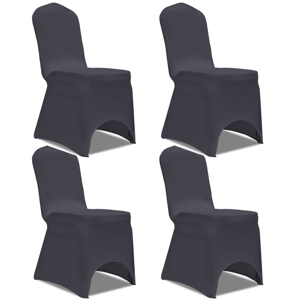 vidaXL Funda de silla elástica 4 unidades gris antracita