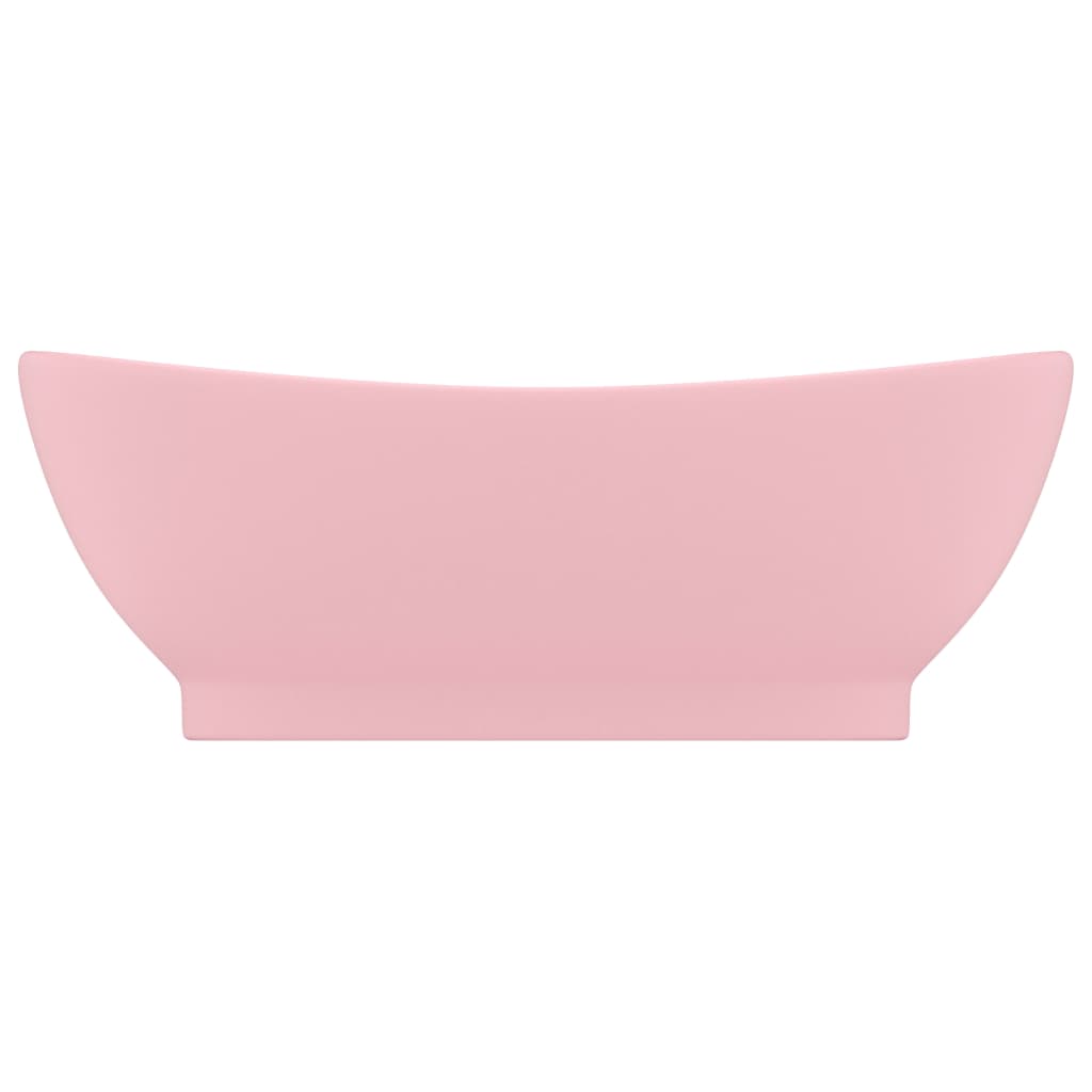 vidaXL Lavabo lujoso con rebosadero cerámica rosa mate 58,5x39 cm