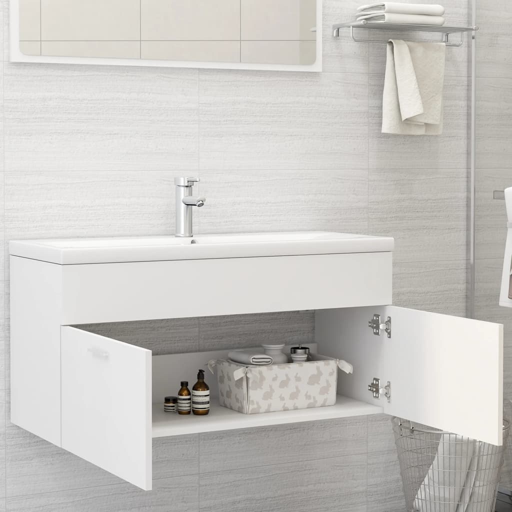 vidaXL Armario para lavabo madera contrachapada blanco 100x38,5x46 cm