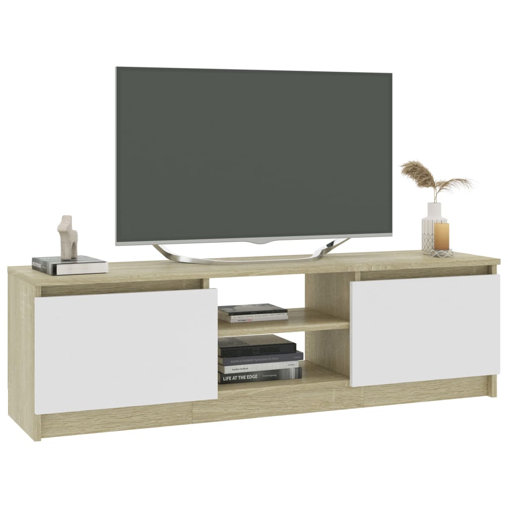 vidaXL Mueble de TV de aglomerado blanco roble Sonoma 120x30x35,5 cm