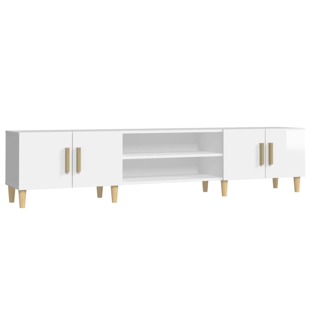 vidaXL Mueble de TV madera contrachapada blanco brillo 180x31,5x40 cm