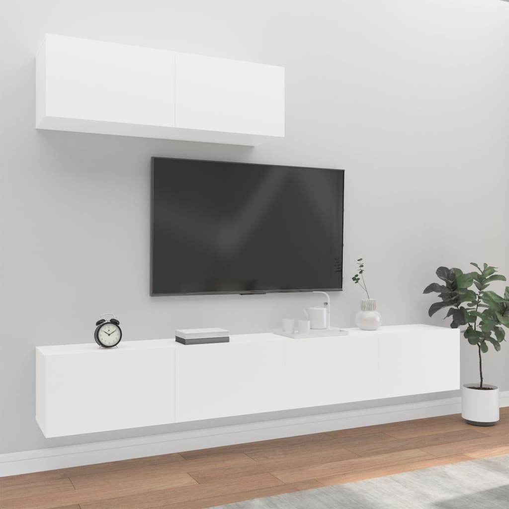 vidaXL Set de muebles de TV 3 piezas madera contrachapada blanco