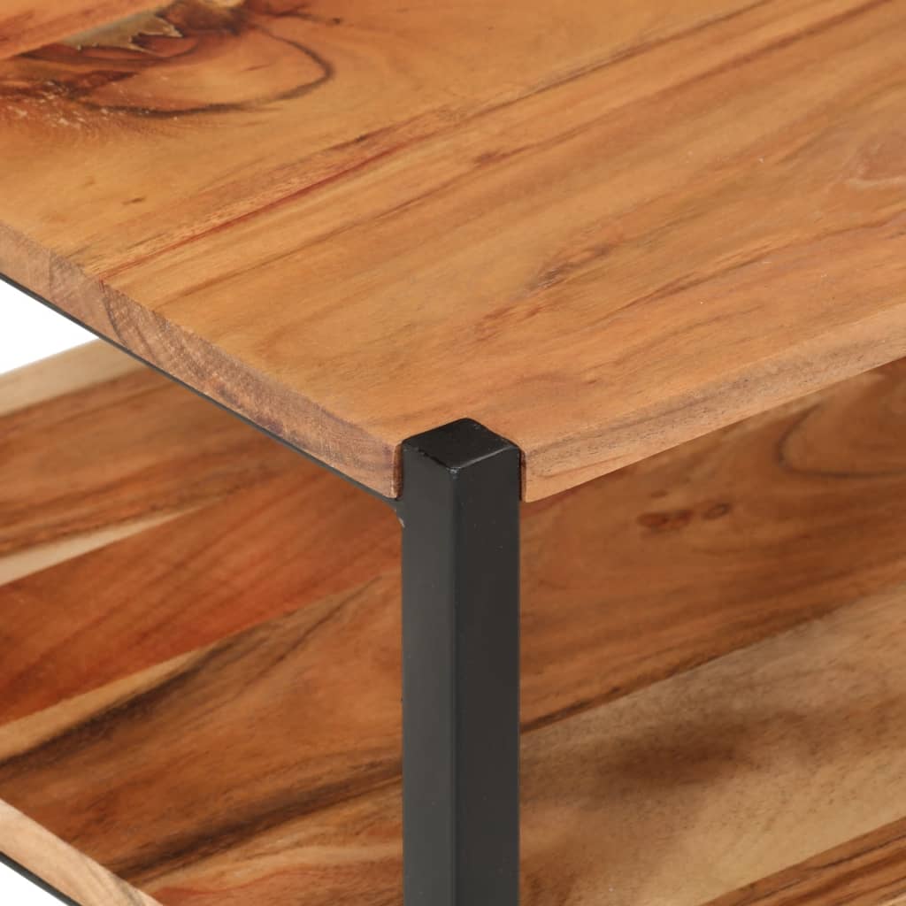 vidaXL Mesa auxiliar de madera maciza acacia y hierro 35x35x45 cm