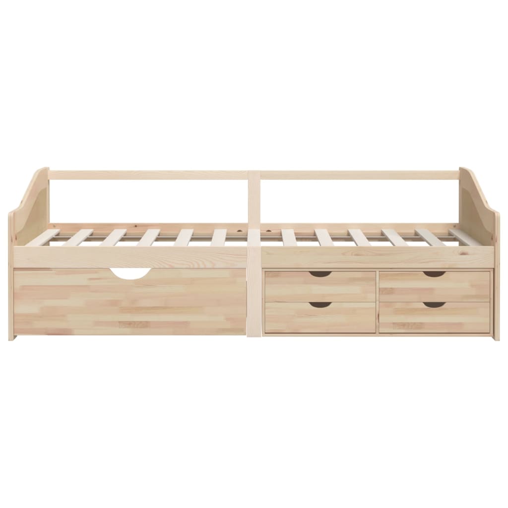 vidaXL Sofá cama 3 plazas con cajones madera maciza pino 90x200 cm