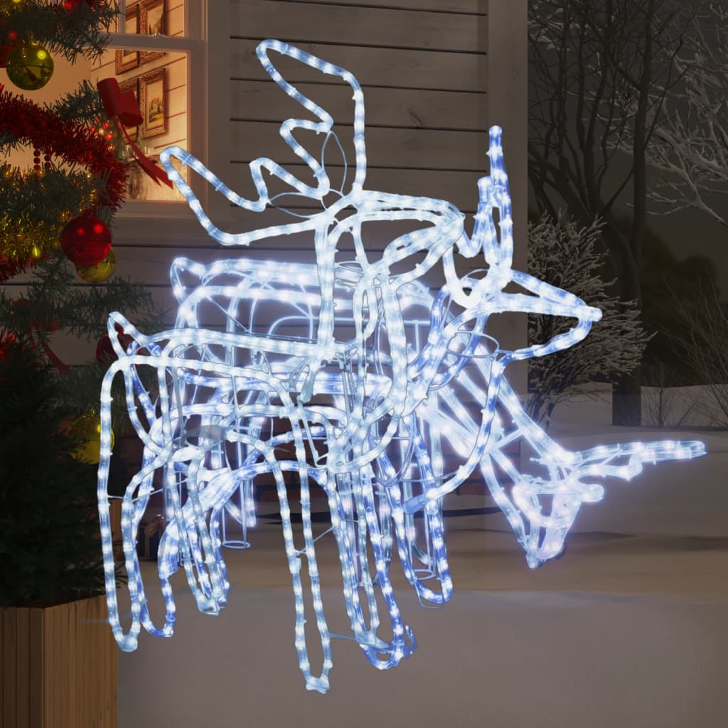 vidaXL Set de figuras de reno de Navidad 3 piezas blanco frío