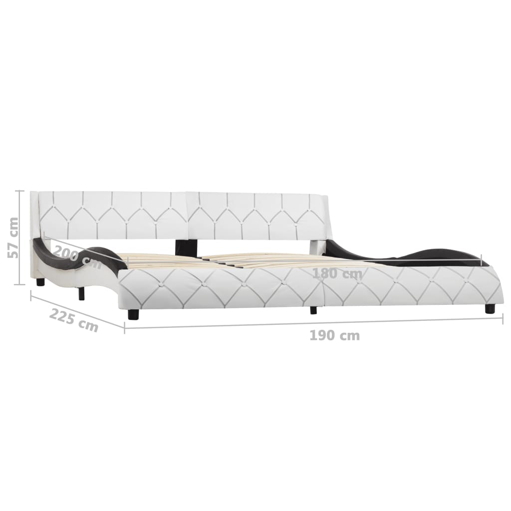 vidaXL Estructura de cama de cuero sintético blanco y negro 180x200 cm