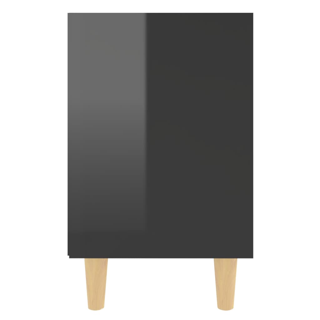 vidaXL Mesita de noche con patas madera negro brillo 40x30x50 cm