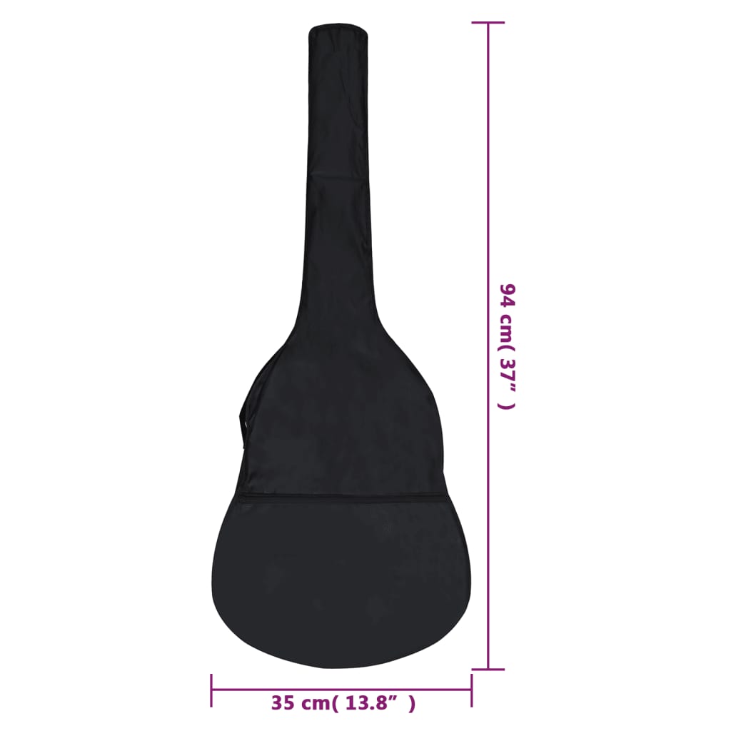 vidaXL Funda para guitarra clásica 3/4 tela negro 94x35 cm