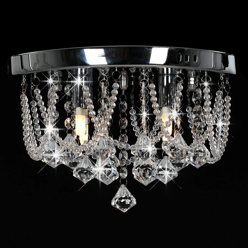 vidaXL Lámpara de techo con cristales plateado redonda 4 bombillas G9