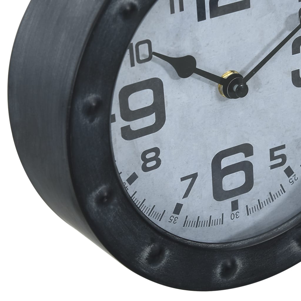 vidaXL Reloj de pared con cuerda metal y MDF negro 20 cm