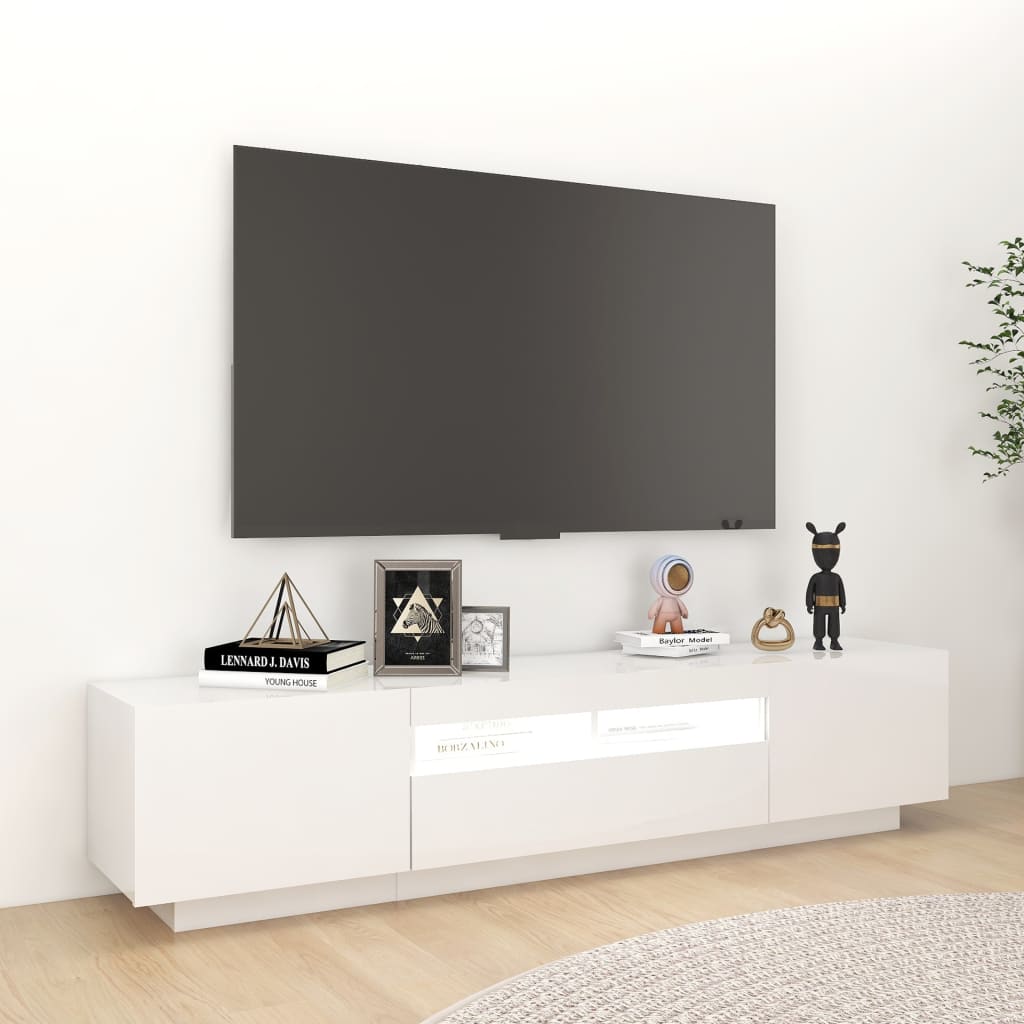 vidaXL Mueble para TV con luces LED blanco brillante 180x35x40 cm