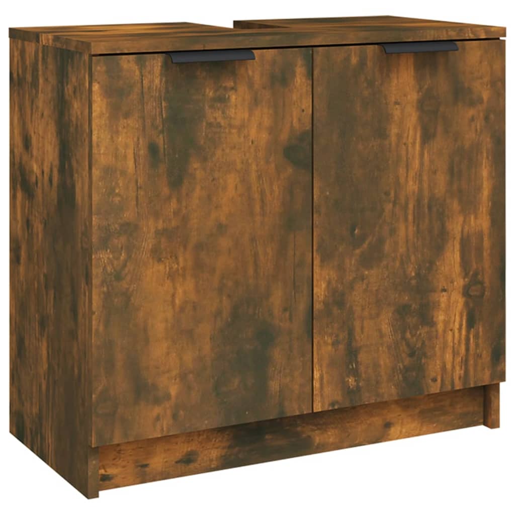 vidaXL Armario baño madera contrachapada roble ahumado 64,5x33,5x59 cm