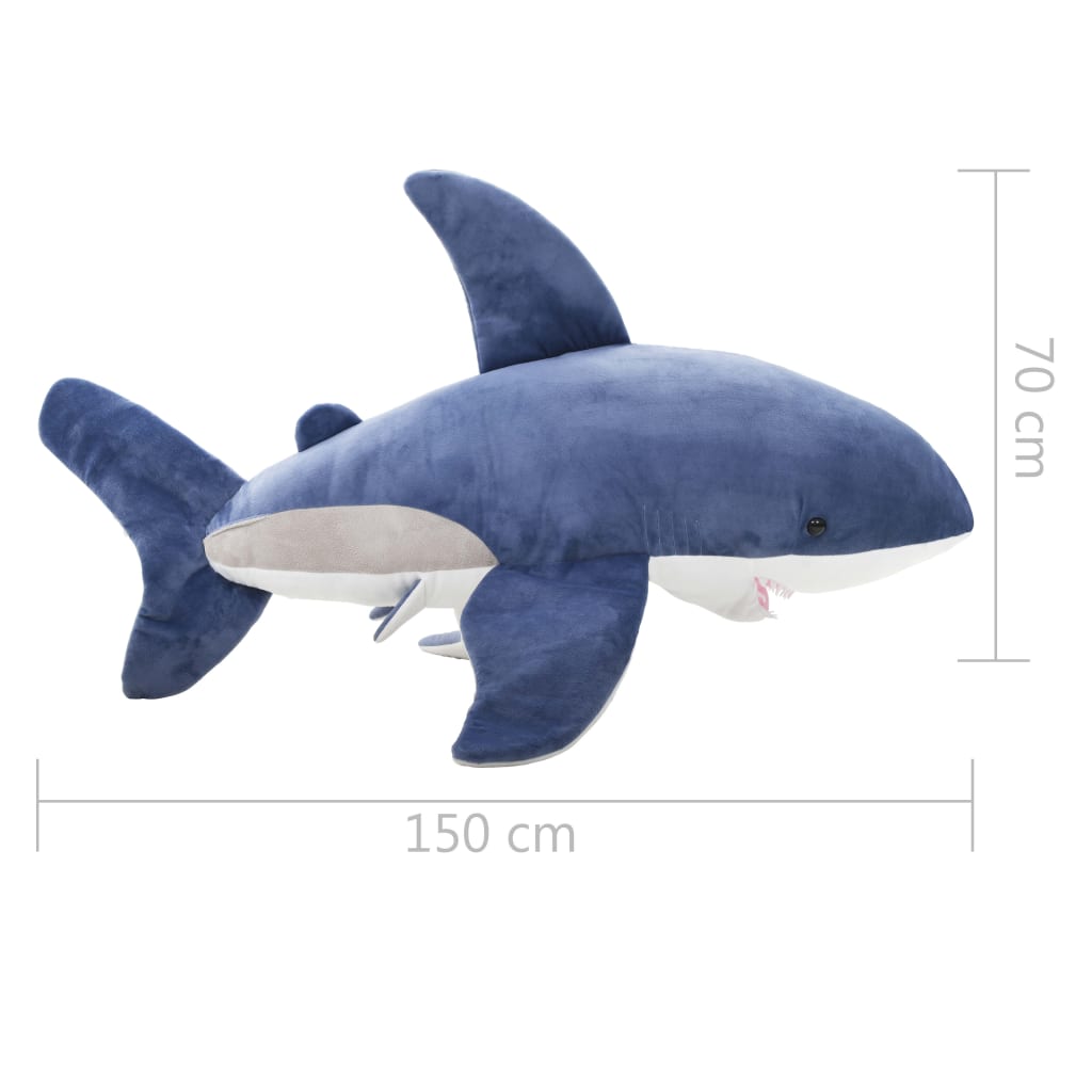vidaXL Tiburón de peluche azul y blanco