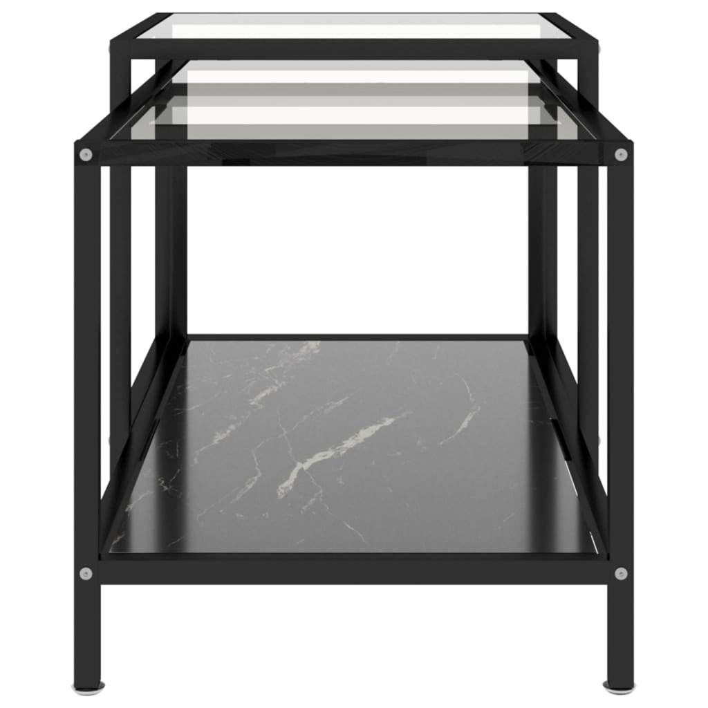 vidaXL Mesita de centro 2 piezas vidrio templado negro