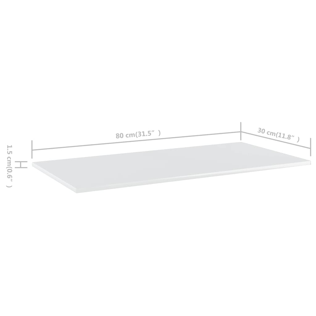 vidaXL Estante estantería 8uds contrachapada blanco brillo 80x30x1,5cm