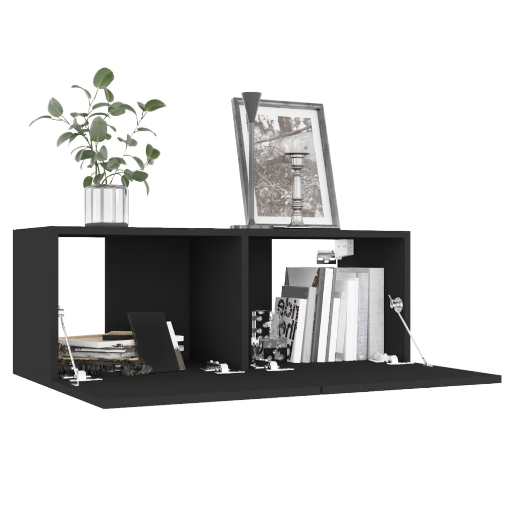 vidaXL Mueble para TV madera contrachapada negro 80x30x30 cm